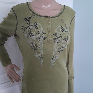 One World XL Olive Long Sleeve Shirt 💚